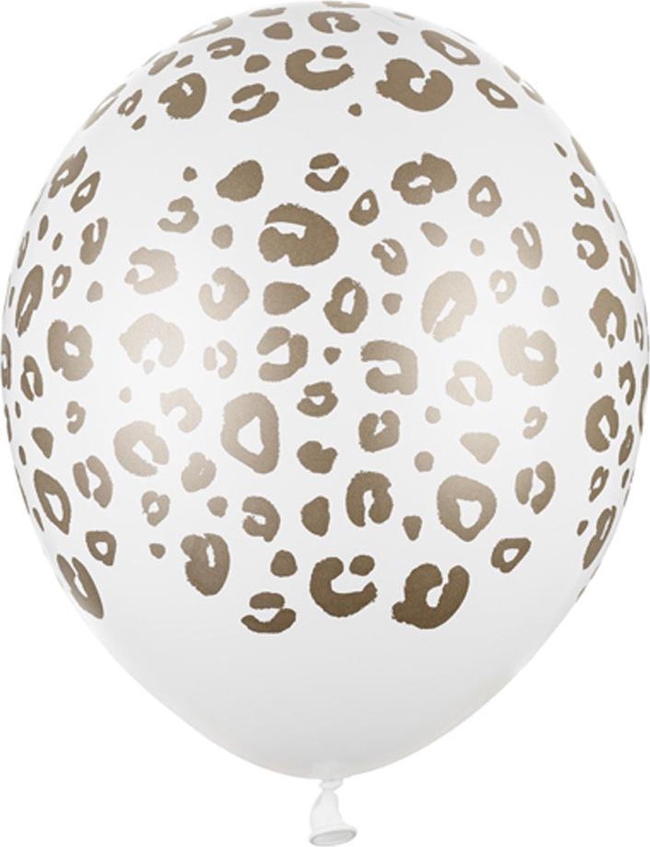 Partydeco - balloner hvide printpletter. (50 stk.)