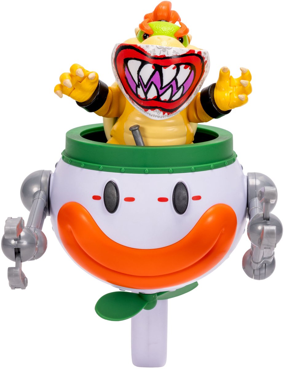 Jakks Super Mario Galaxy Movie – 13 cm Bowser Jr. figur med klovnebil, børste og vandafslørende klistermærker