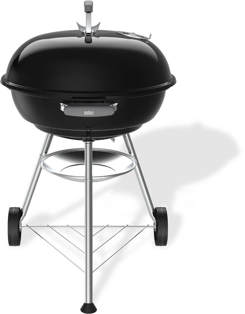 Weber kompakt elkedel - ø 57 cm grillstativ - kulgrill - sort - askeopsamlingsbakke - 2 slidstærke, vejrbestandige hjul - praktisk lågkrog - ridse- og rustbestandig