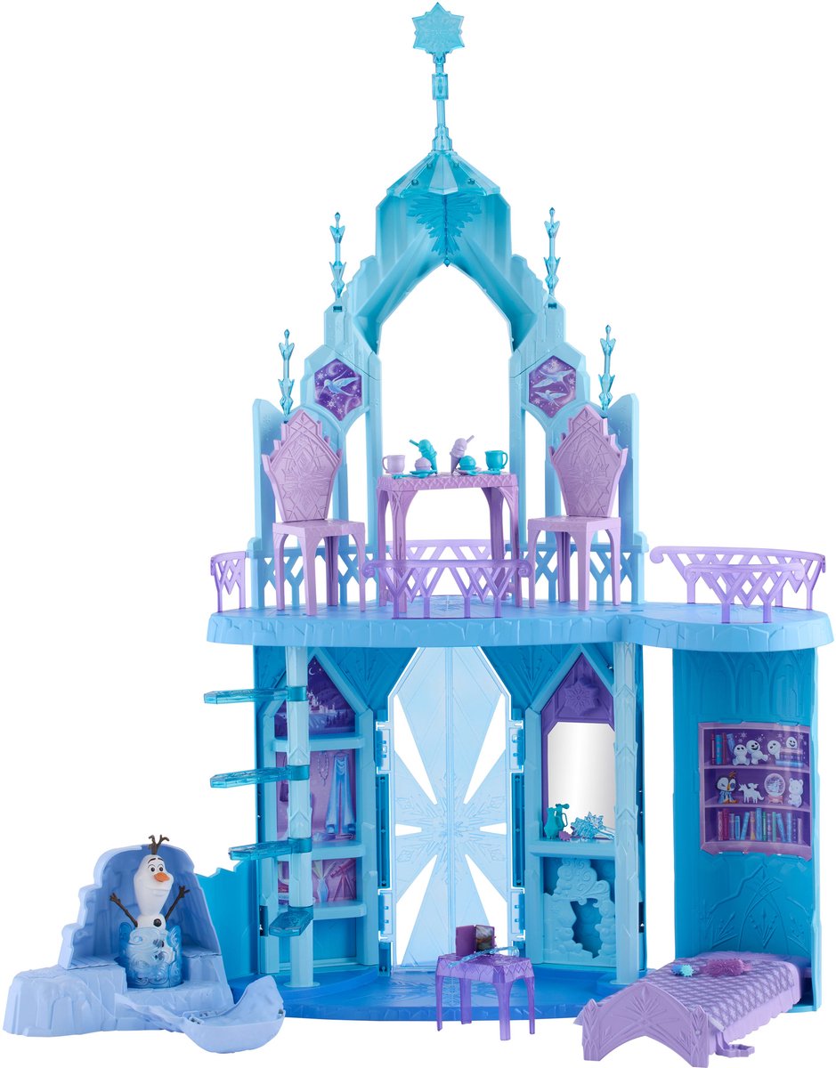Mattel Disney Frozen Elsa's Ice Palace – 5 legeområder med rutsjebane, balkon og olaf - 75 cm