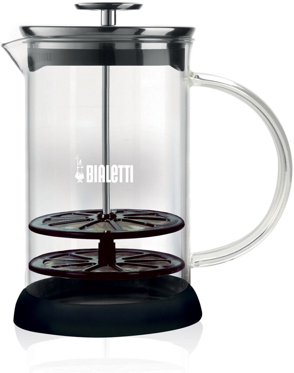 Bialetti cappuccinatore mælkeskummer 330 ml - manuel mælkeskummer - borosilikatglas - til cappuccino, latte macchiato og kaffespecialiteter