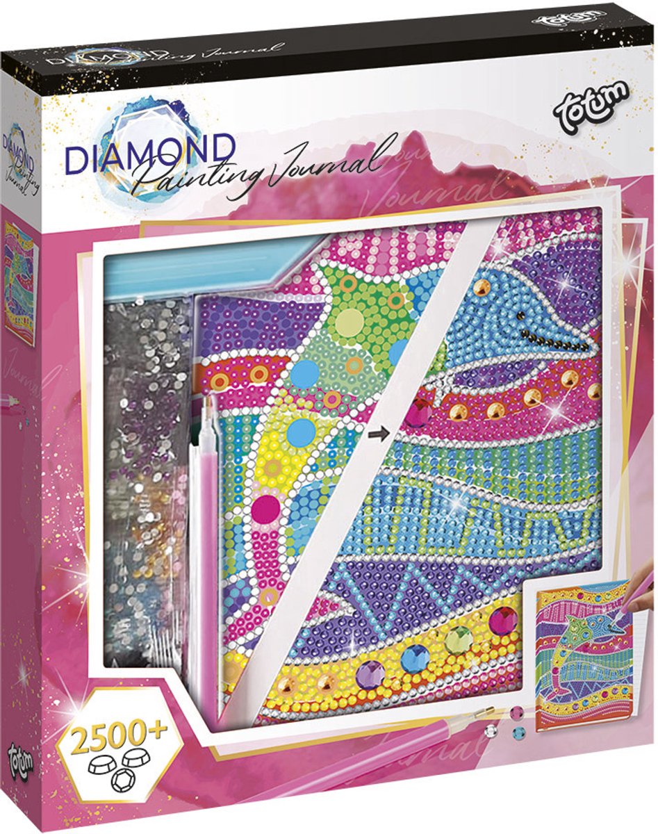 Totum delfin notesbog dagbog diamantmaleri legetøj piger inkl. 2000 rhinestones håndværk skrivebog gave tip fra 6 år