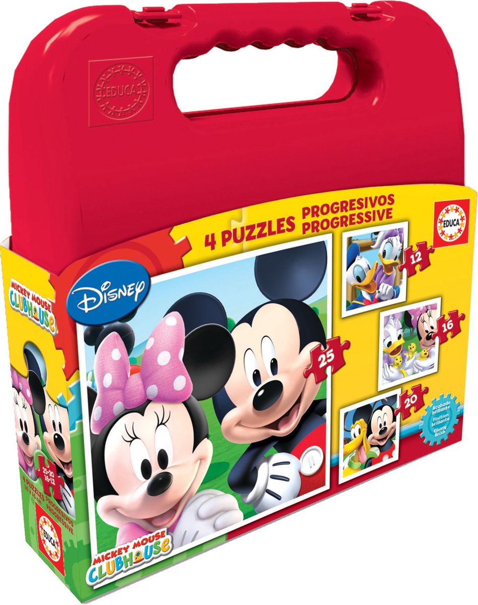 Educa - disney - mickey mouse - sæt med 4 puslespil - fra 12 år - 25 brikker - Sinterklaas-gaver