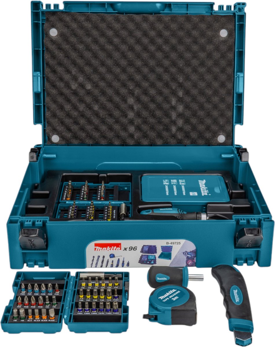 Makita b-49725 mbox med 96 dele - bore- og skruetrækker bit sæt