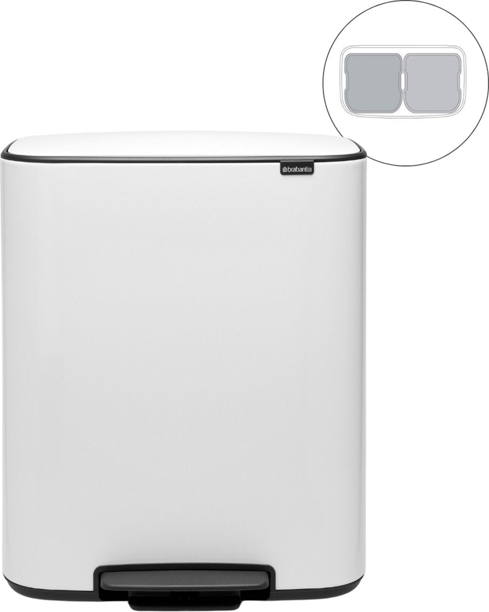 Brabantia bo affaldsspand - 2 x 30 liter - affaldssortering - hvid