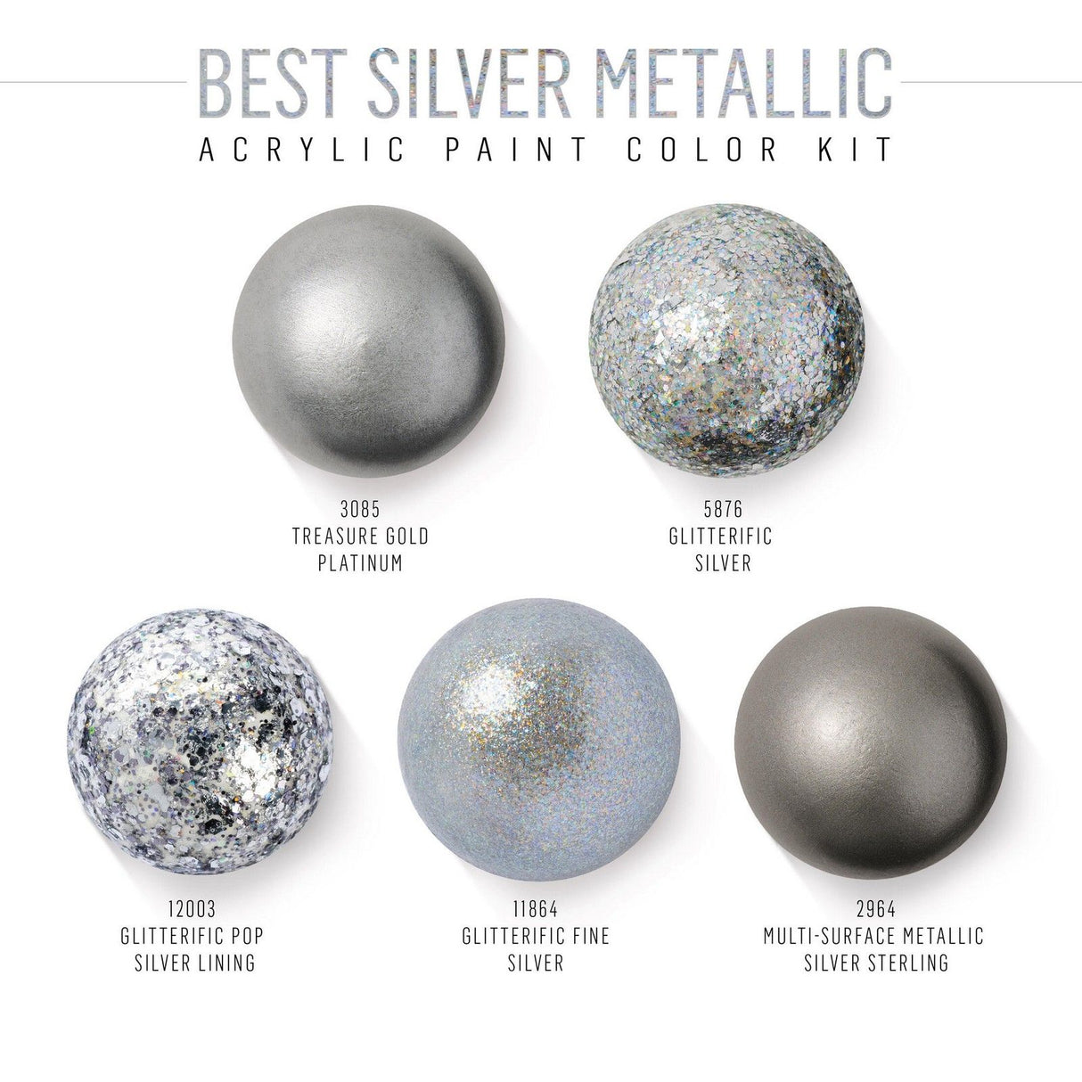Folkart • akrylmaling farvesæt bedste sølv metallic 5 stk