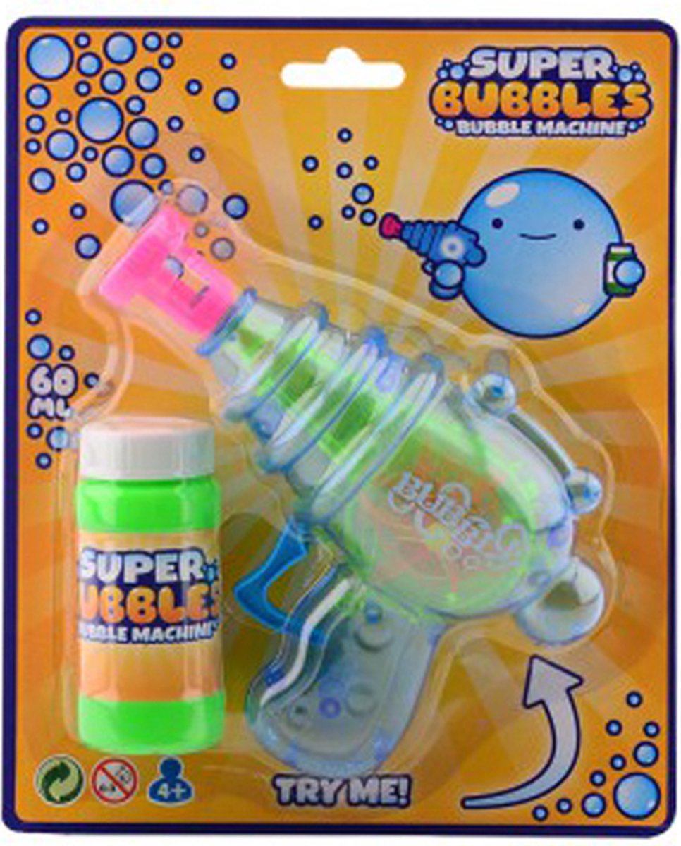 Johntoy boblepistol - boblemaskine - bobleblæser - med refill - legetøj - plastik - blå - grøn - pink