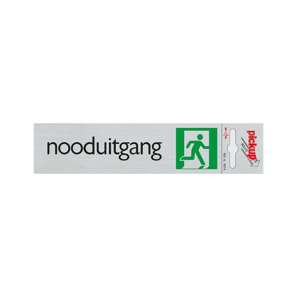 Alu-look nødudgangsskilt - 165x44 mm selvklæbende.