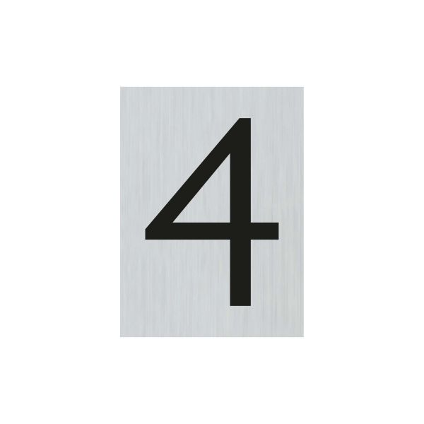 Aluminiumsskilt nummer 4 - 44x60 mm selvklæbende.