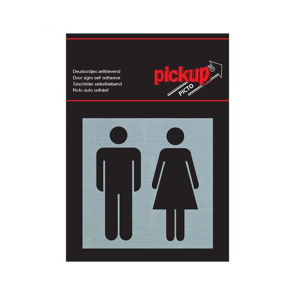 Aluminiumsskilt til damer og herrer - 80x80 mm selvklæbende.