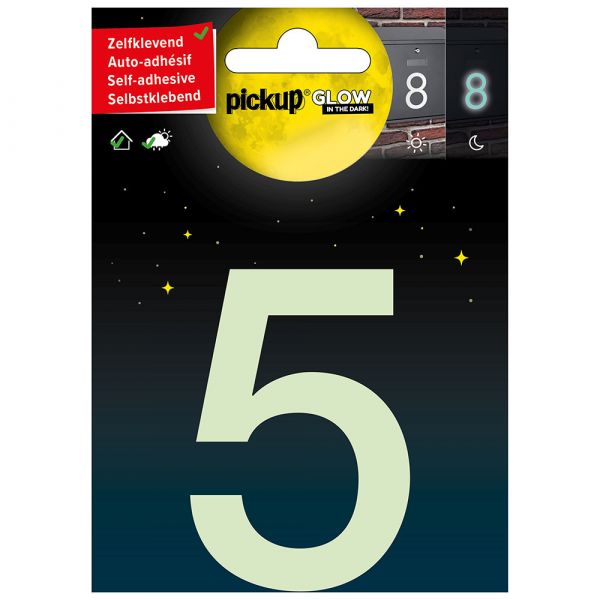 Glow in the dark number 5 - 75 mm self-adhesive.