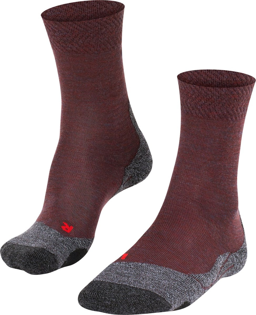 Falke tk2 melange anti-blister tykt uld funktionsmateriale gåstrømper dame rød - str. 37-38