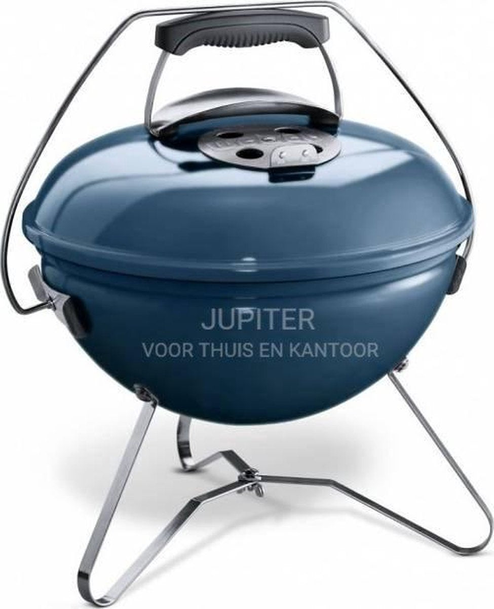 Weber smokey joe® premium - ø 37 cm grillrist - kulgrill - skiferblå - tuck-n-carry låglås - lukket kedel til askeopsamling - ventilationsrist i låg - stabil ramme med 3 ben - bærehåndtag
