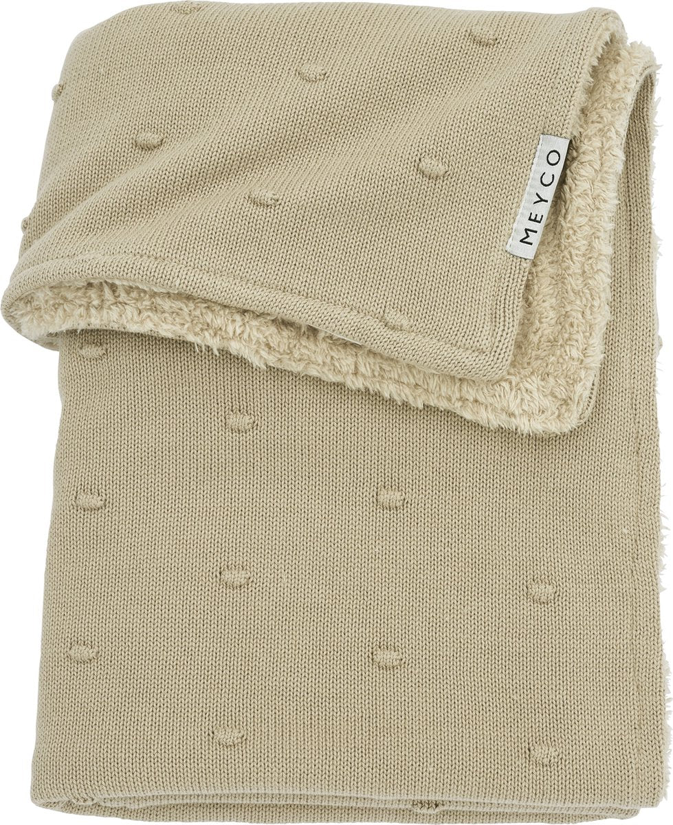 Meyco baby mini knuder teddy krybbetæppe - sand - 100x150cm - 2,0 tom