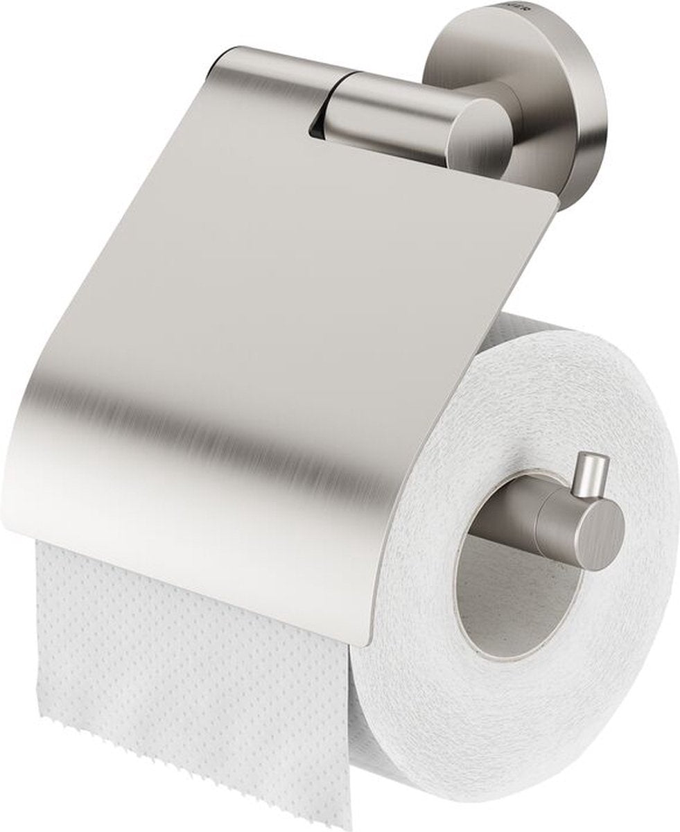 Tiger Boston - toiletrulleholder med klap - toiletrulleholder - uden boring - boring eller limning - børstet rustfrit stål