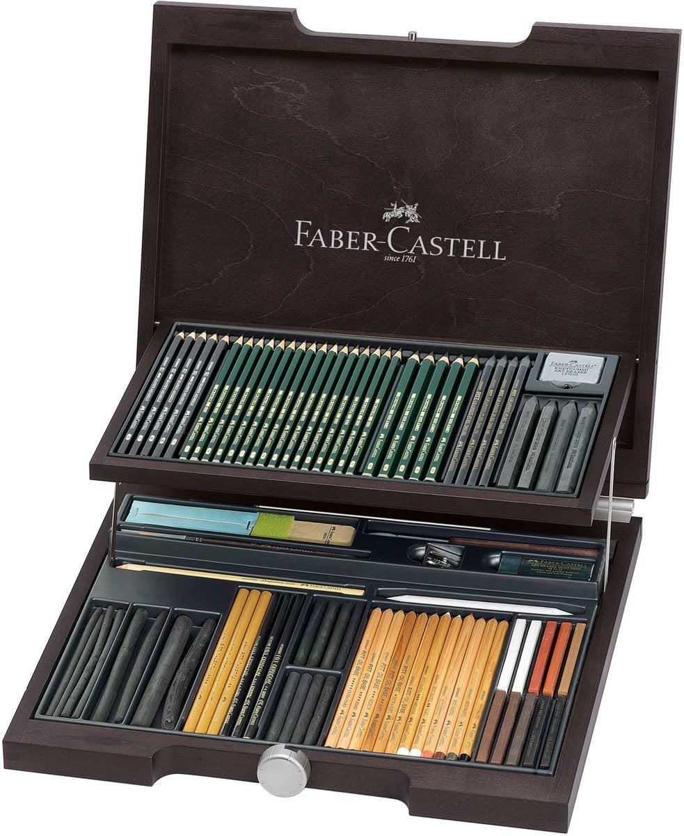 Faber-castell pitt monochromos kunstnersæt - trækasse 86 dele - fc-112971