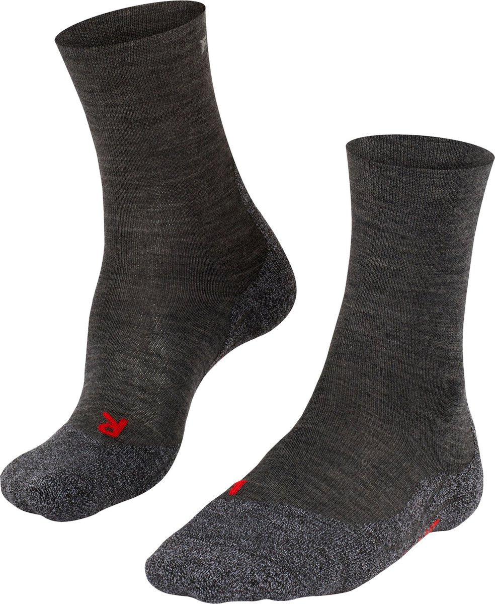 Falke tk2 følsomme anti-blister tykt uld funktionsmateriale gåstrømper kvinder grå - str. 35-36