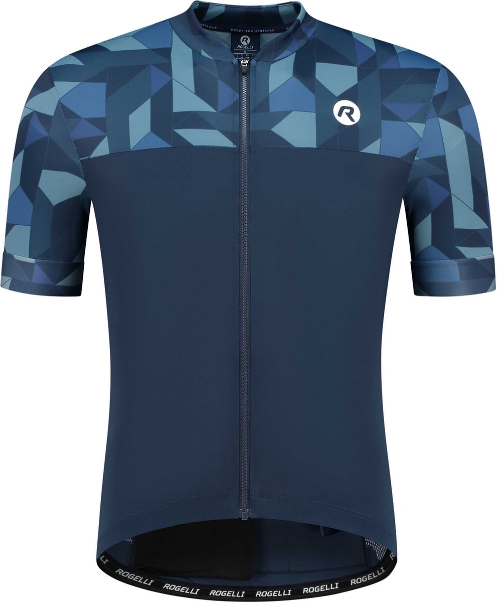 Rogelli essential graphic fietsshirt - korte mouwen - heren - blauw - maat xxl