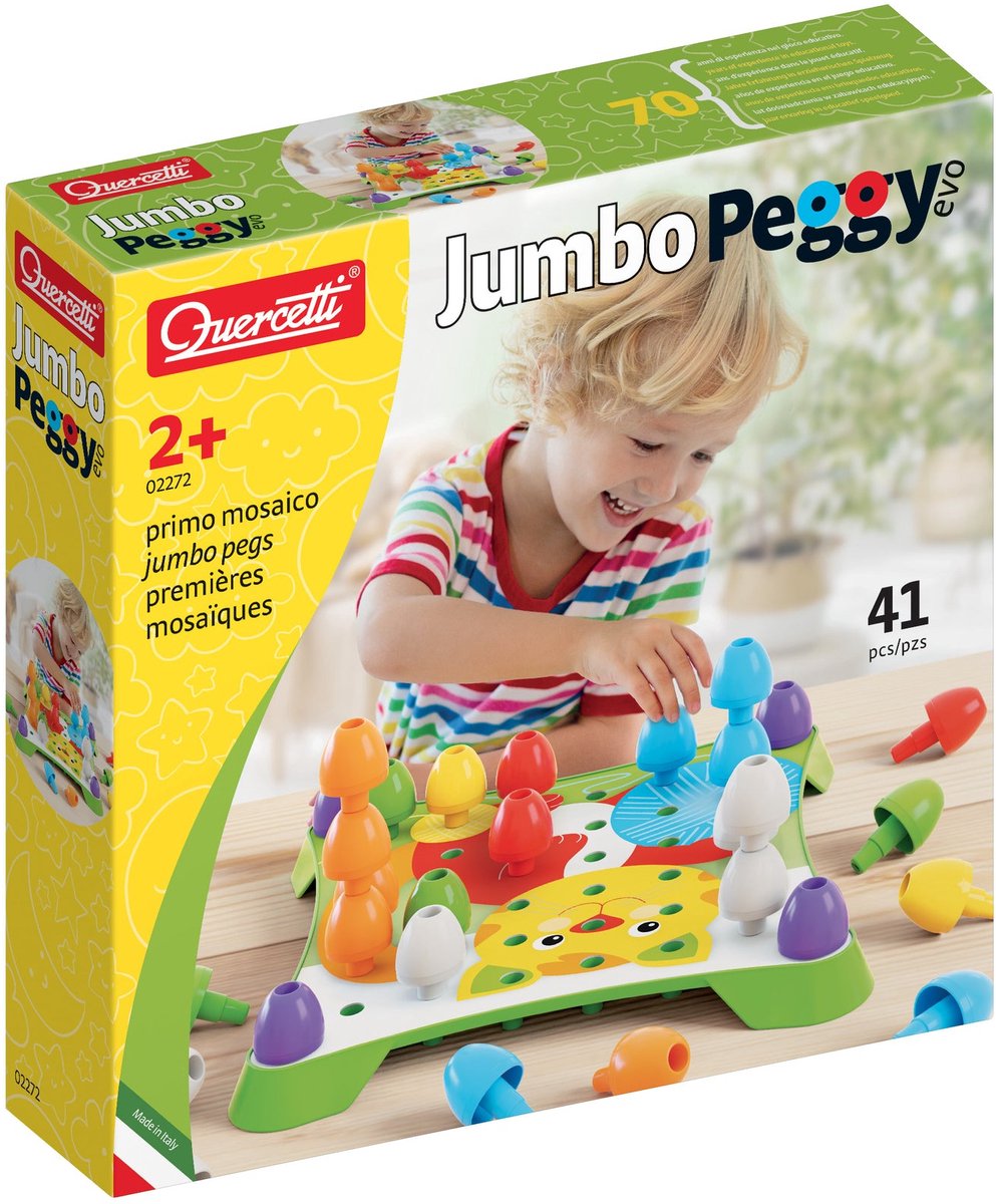 Quercetti pædagogisk mosaik legetøj jumbo peggy evo 41 stifter.