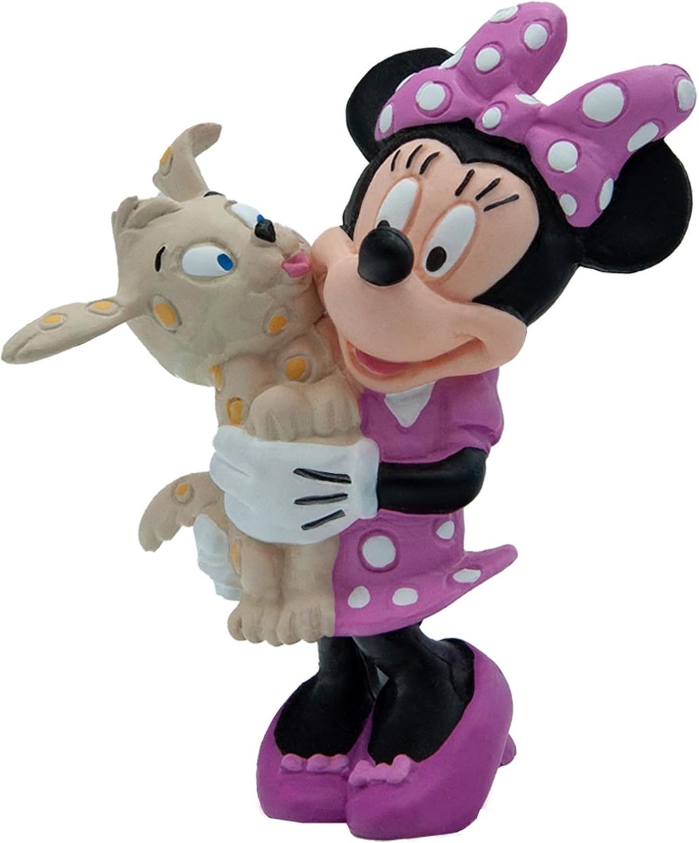 Bullyland 15329 – legefigur og samlerfigur Minnie Mouse med hvalp fra Disney, ca. 7,5 cm – naturtro og rigt detaljerede – ideel som kagefigur og lille gave til børn fra 3 år.