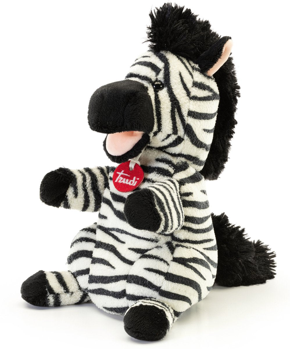 Trudi - dukker handske marionet zebra 29 cm - håndlavet i Italien - blød plys - krammetøj til drenge og piger - sort og hvid - 17x29x18 cm str. s