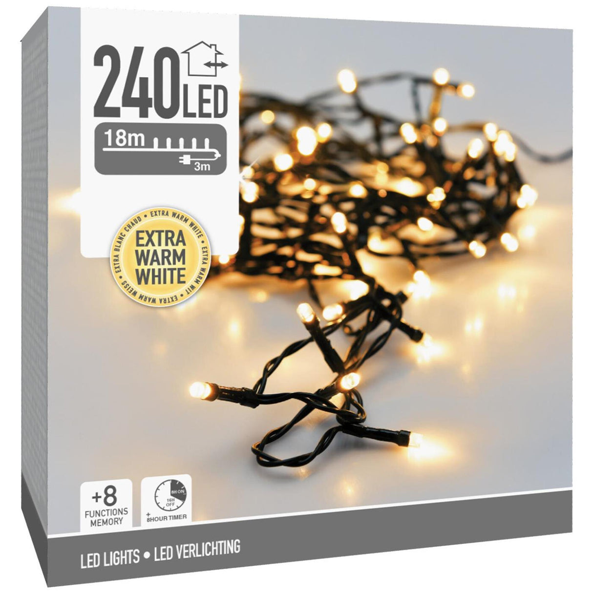 Julelys 240 LED ekstra varm hvid