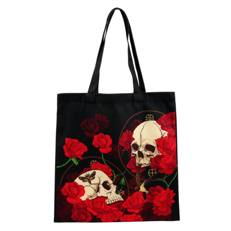 Skull roses skulder indkøbstaske