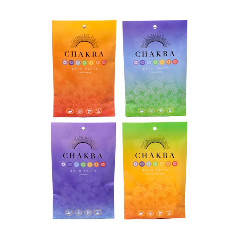 Sæt med 4 chakra-badepulverposer
