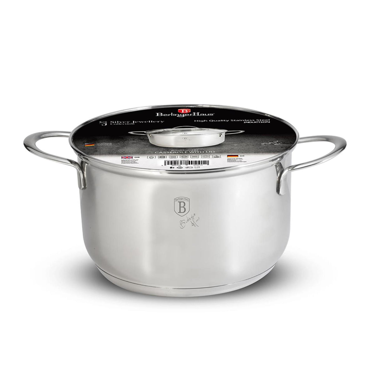 Berlingerhaus sølvsmykker rustfrit stål kogepande ø18 cm med glaslåg også induktion 2,6l 18x11cm