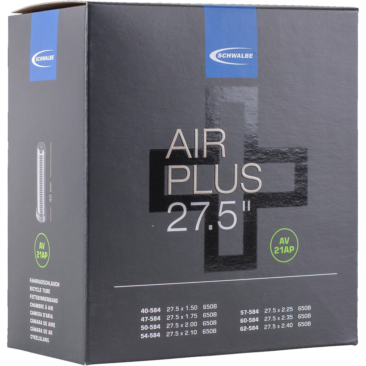 Schwalbe Inner Tube Air Plus AV21AP | 40 62-584 | Auto