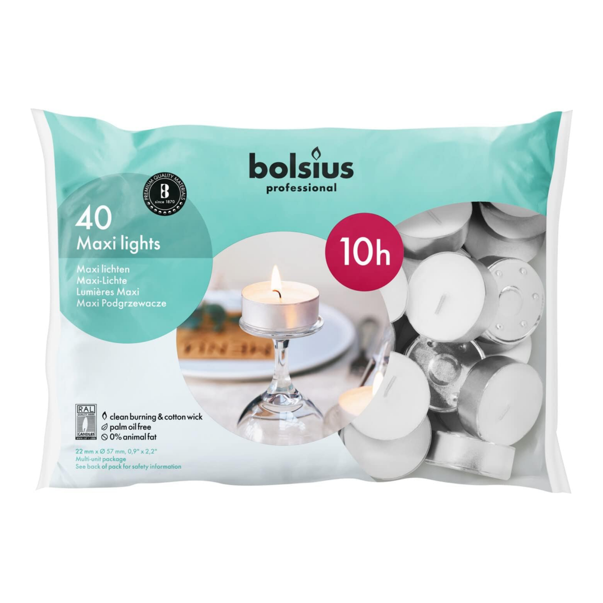 Bolsius maxi fyrfadslys ø60x24 mm 10 timer (40 stk.)