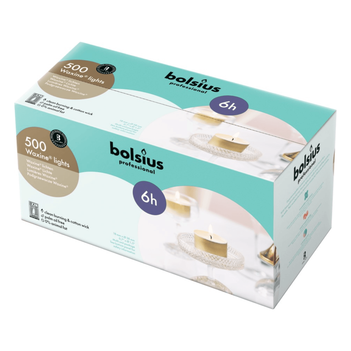 Bolsius professionelle fyrfadslys ø38x19 mm 6 timer (500 stk.)