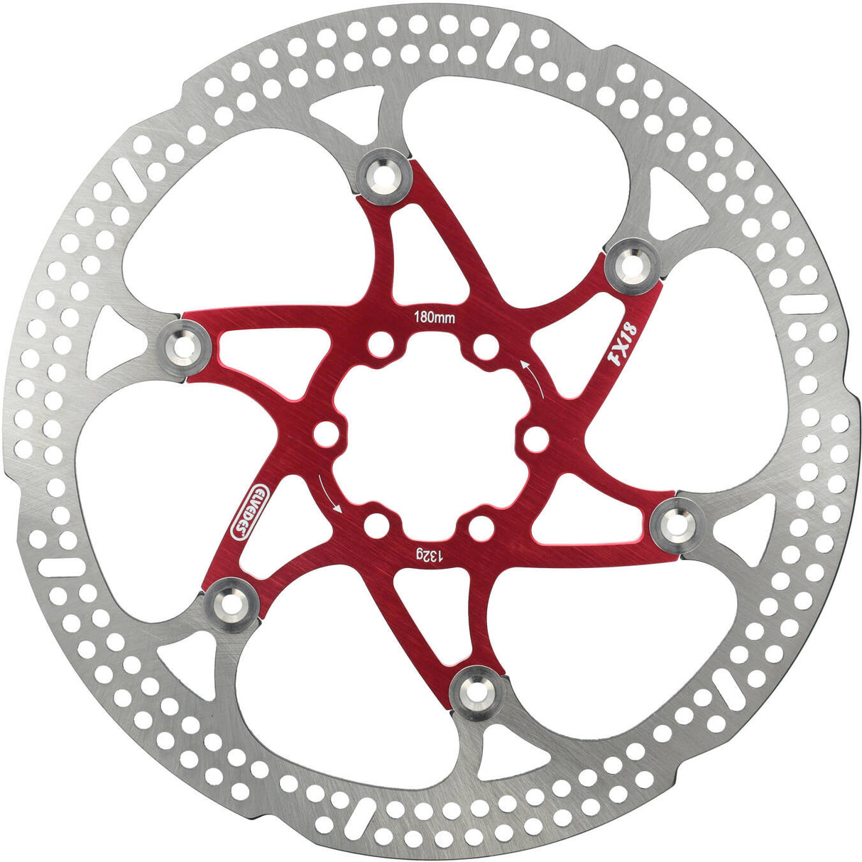 Elvedes Floating Rotor 180mm 132g 6 Holes+Bout Red 2015151