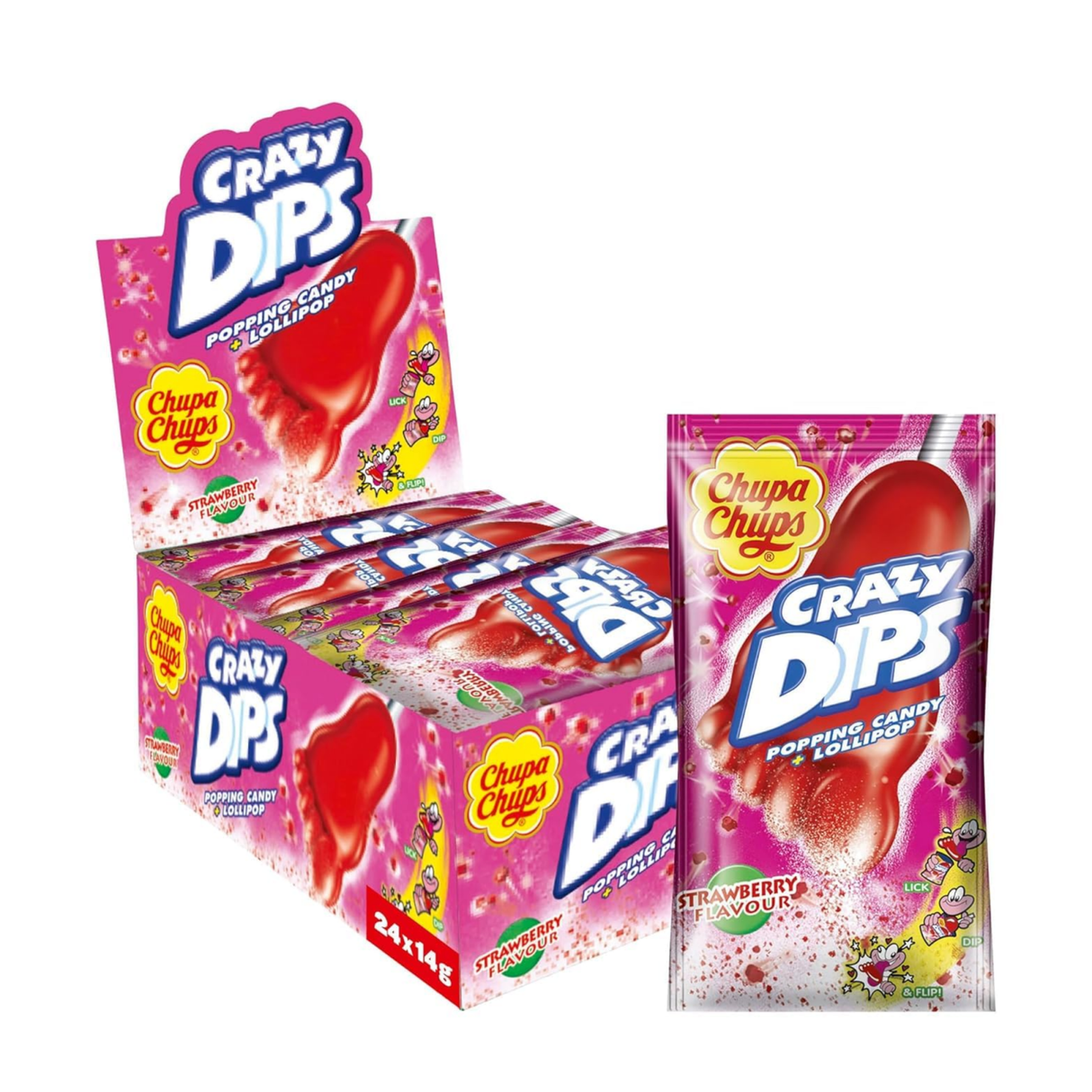 Chupa chups chupa crazy dips jordbær (24x 14gr)