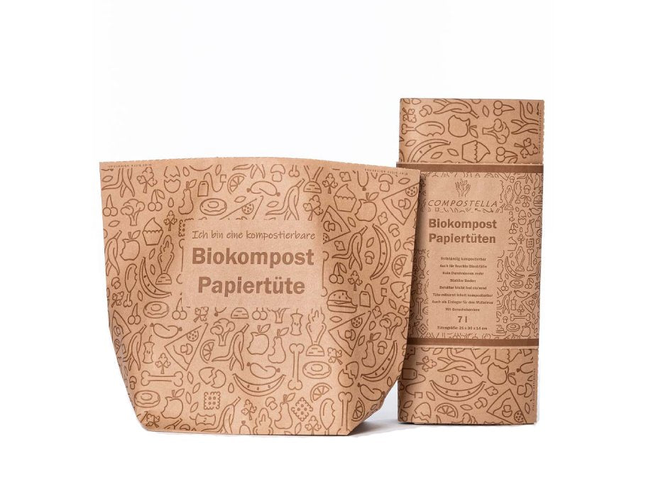 Compostella papiraffaldspose brun - organisk affald - 7l - 10 stk