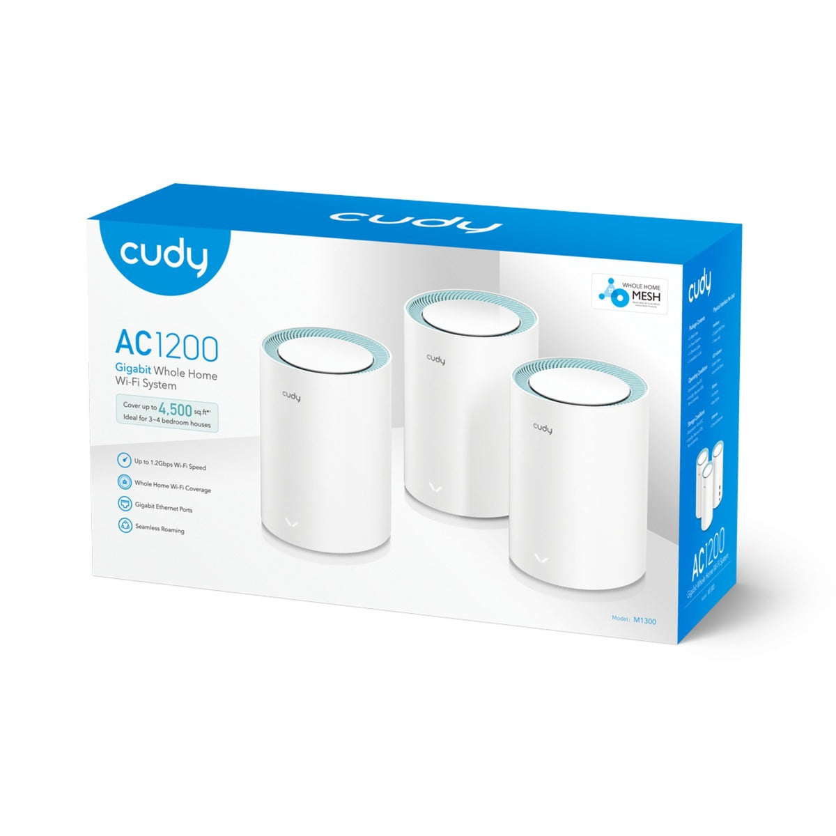 Cudy ac1200 gigabit mesh wi-fi system (3-pack) mesh router (hvid)