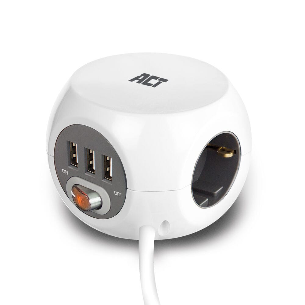Act Square Socket (PDU) med 3 stikkontakter Type F 1,5 m