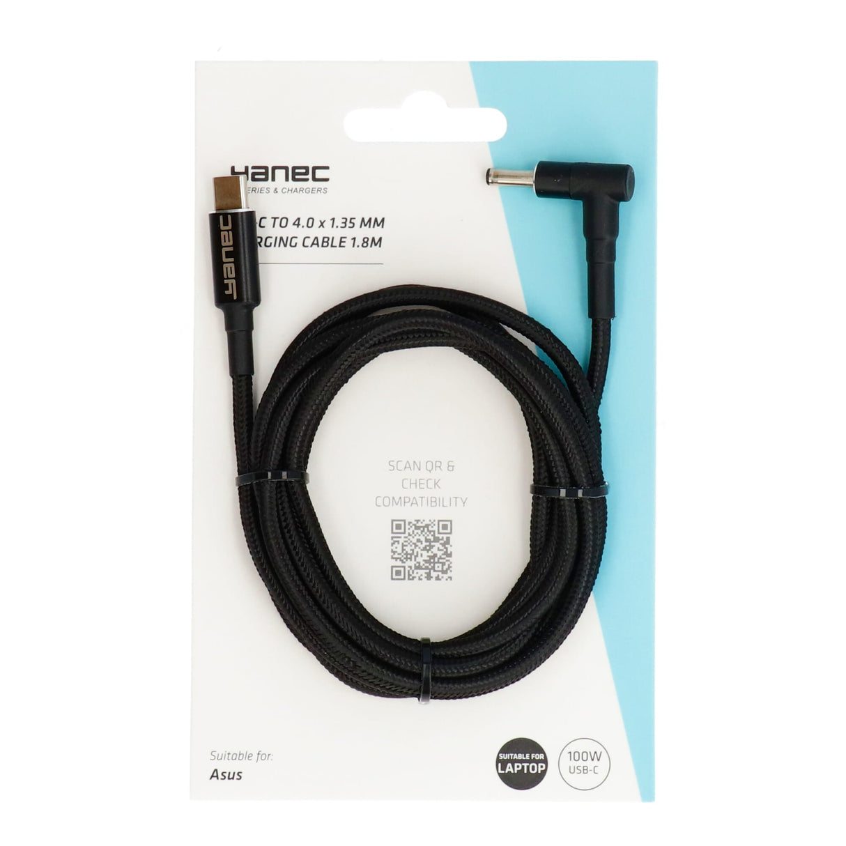 Yanec USB-C til 4,0 x 1,35 mm ladekabel 1,8m
