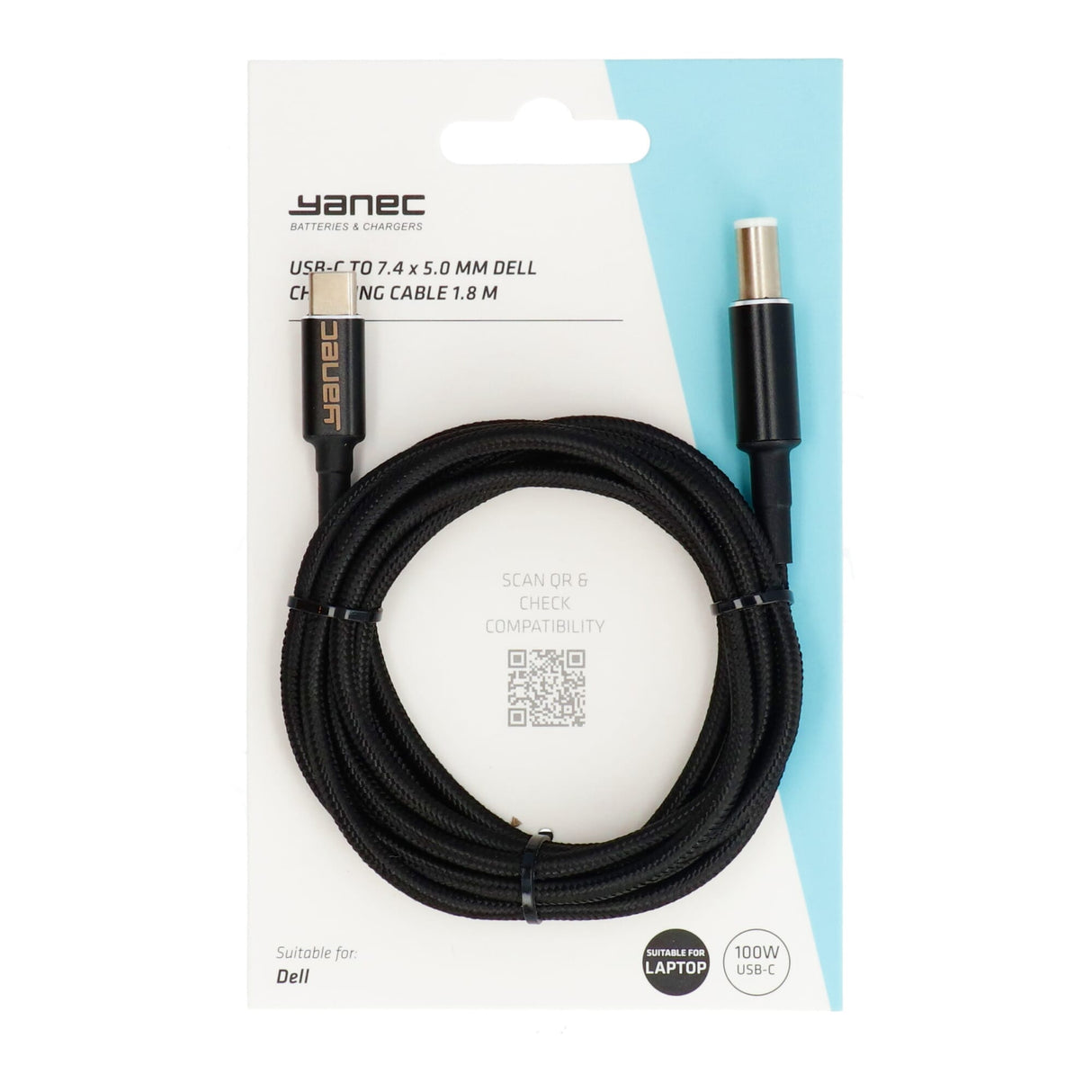 Yanec USB-C til 7,4 x 5,0 mm Dell ladekabel 1,8m