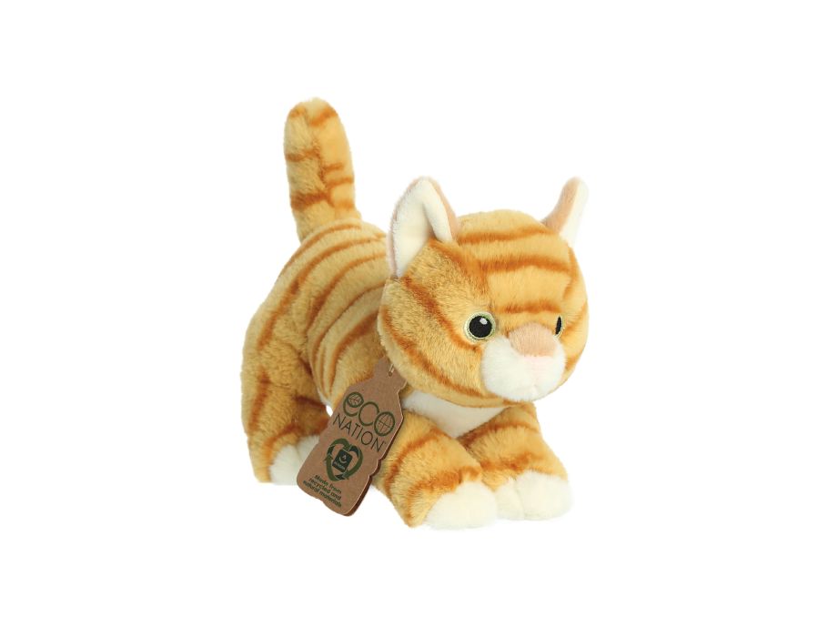 Eco nation plys krammetøj - orange kat - 21 cm