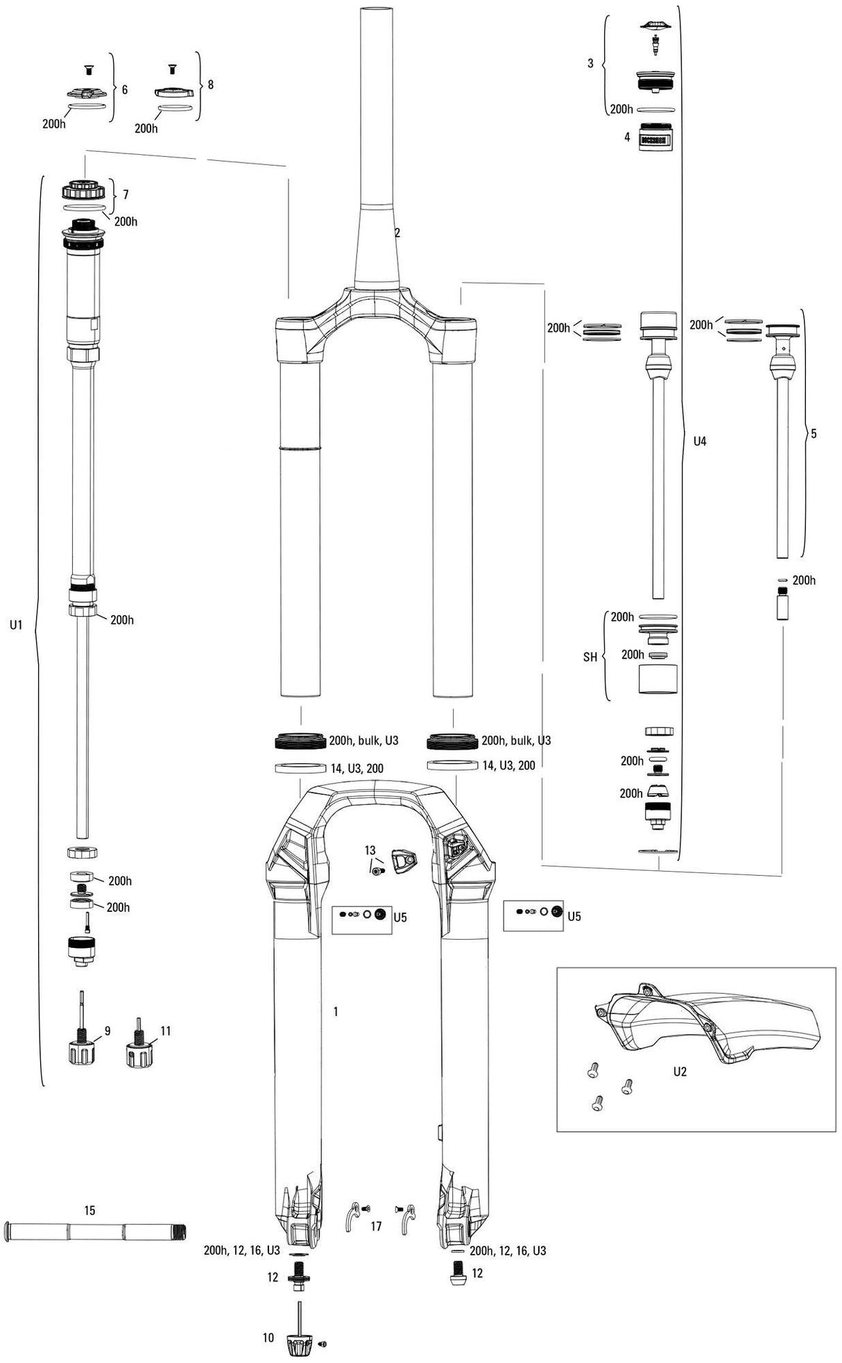 Rockshox federgabel lyrik ultimate rc2 sus.fork rs lyrik ult.rc2 27.5 + 29 rød 140mm