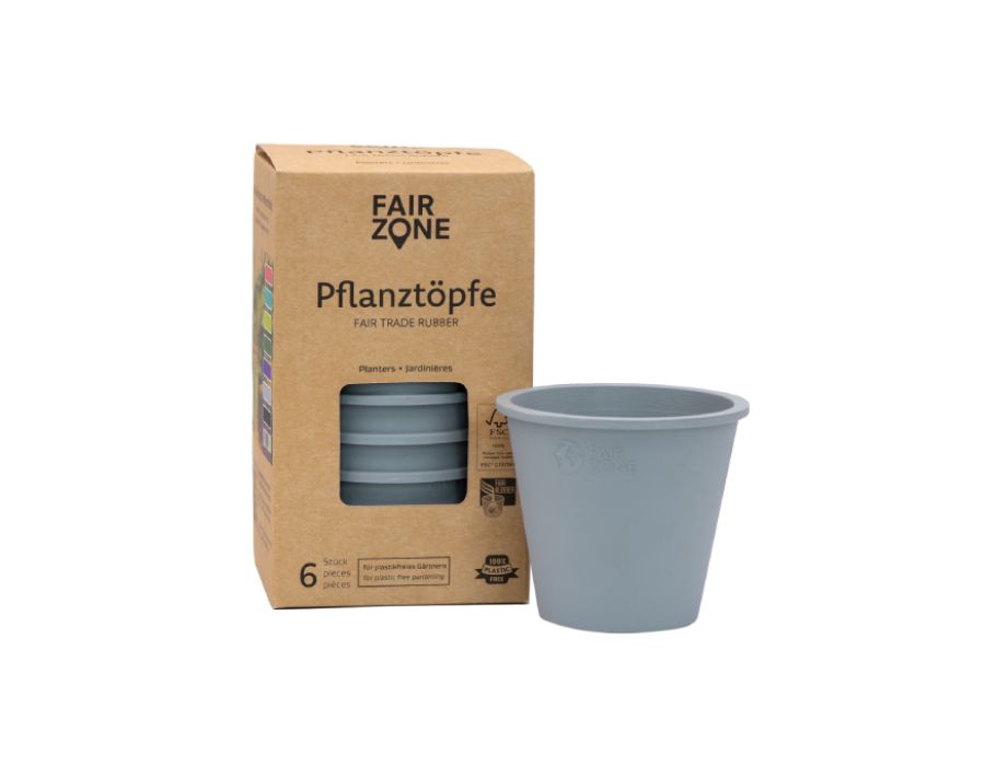 Fairzone plantepotter - gummi - grå - 6 stk