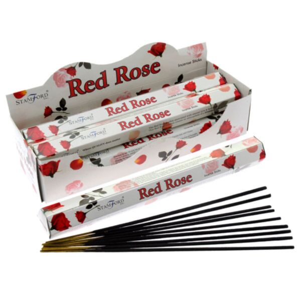 37105 rød rose - stamford premium hex røgelsespinde