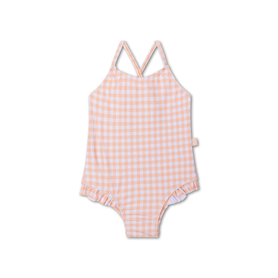 Sunset Grid | orange hvid UV badedragt til piger