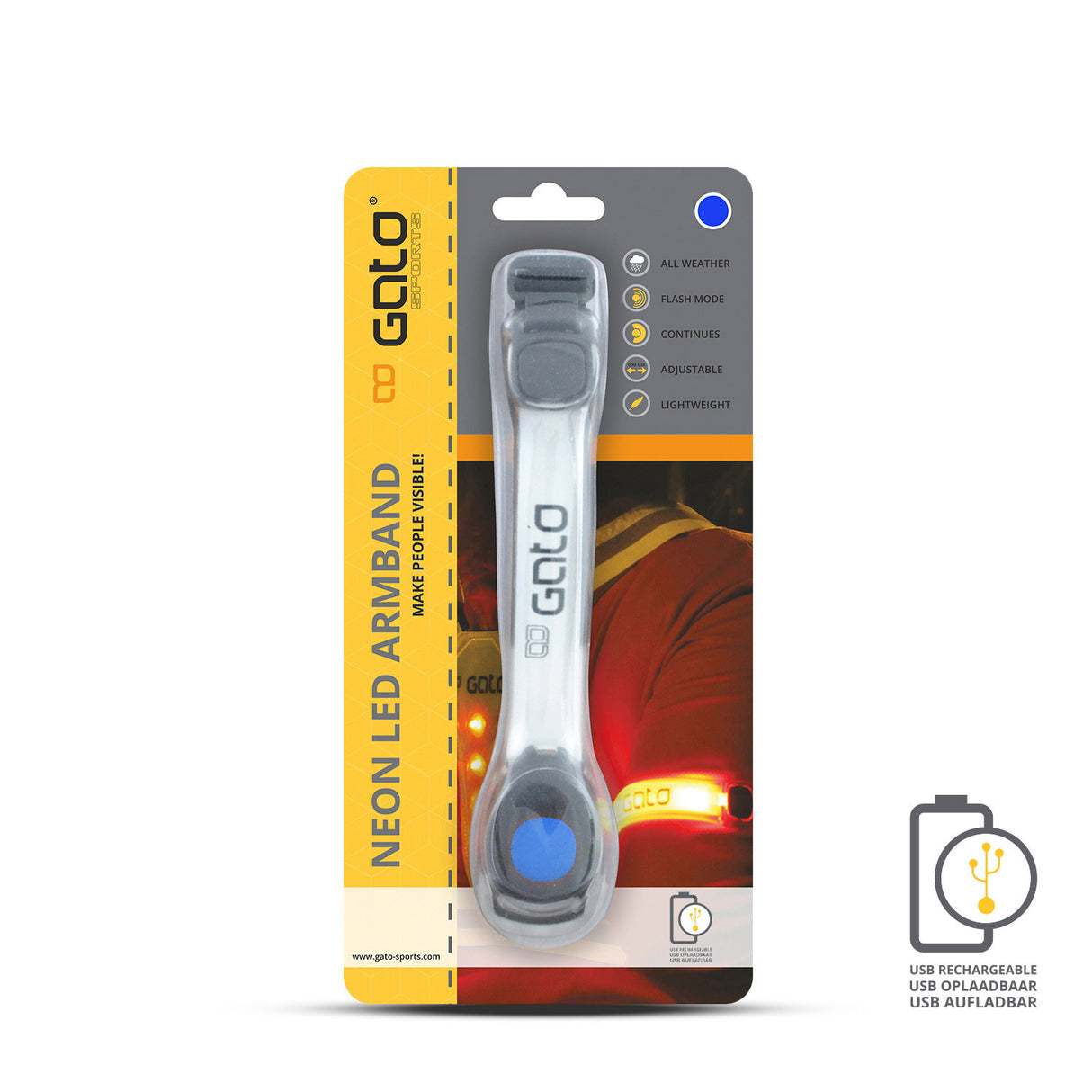 Gato Neon LED ARM Light USB Blue One Størrelse
