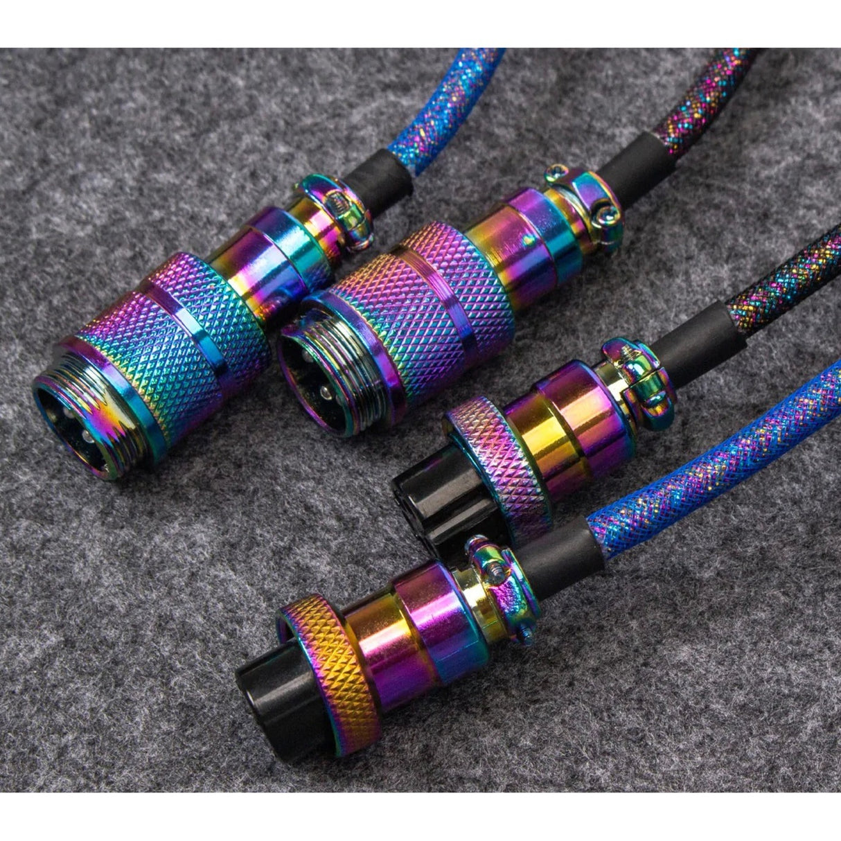 Keychron Premium Coiled Aviator Cable Rainbow Belated Blue