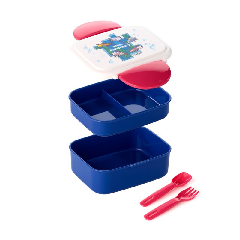 Union minecraft axolotl clip bento box lunch box cutlery