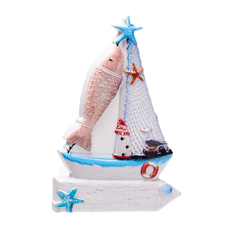Sejlbåd tegn fisk 3d hav strand souvenir magnet