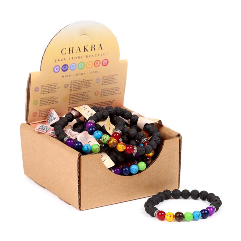 Chakra lavasten perler ædelsten armbånd