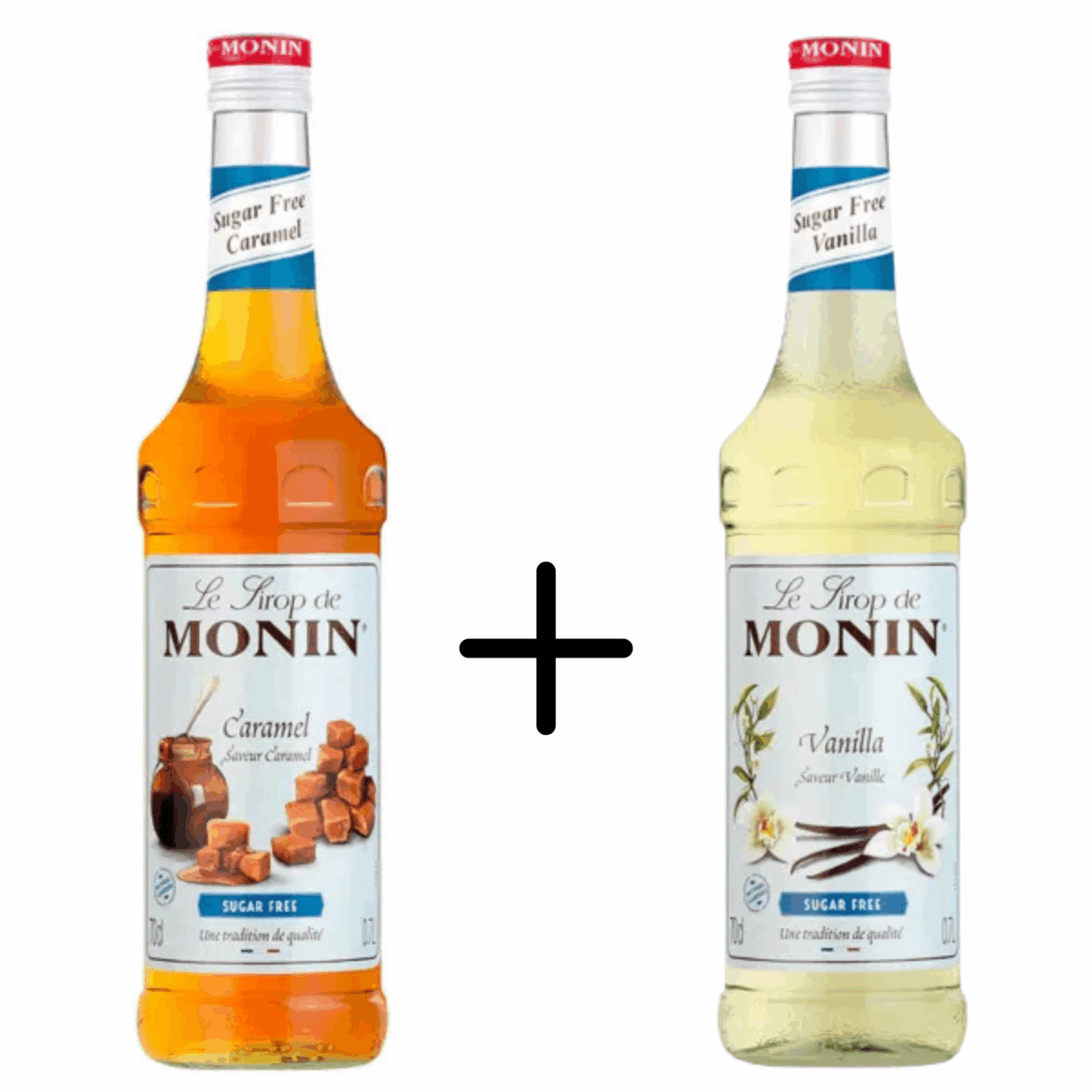 Monin sirup karamelsukkerfri + vaniljesukkerfri (kombi)